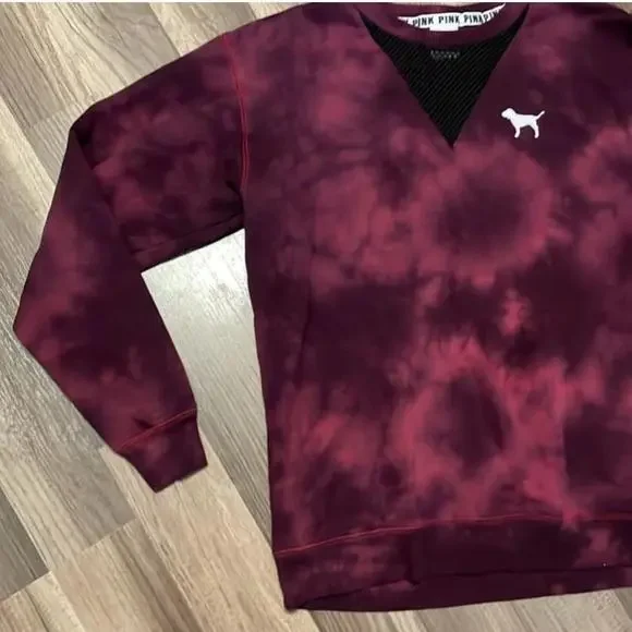 Women's Victoria's Secret PINK XS Maroon Tie Dye Sweatshirt - Picture 4 of 8